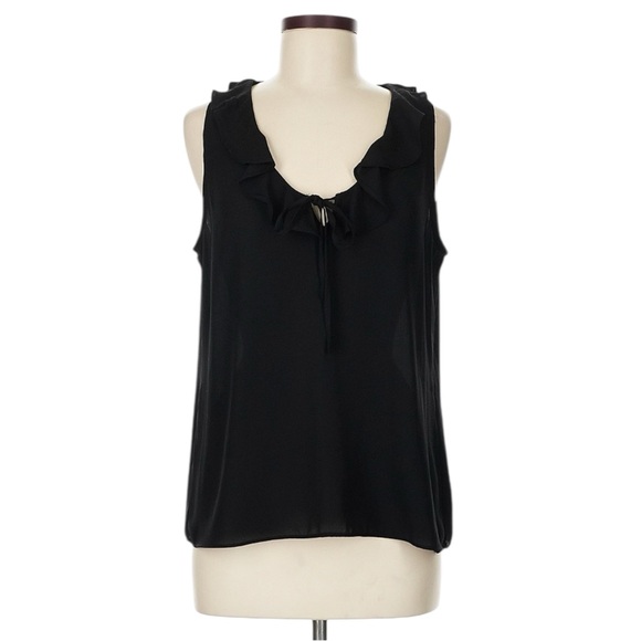 White House Black Market Tops - White House Black Market Ruffled Black Blouse